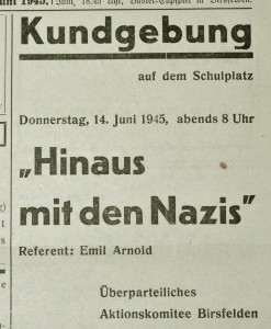 1945-06-13 Inserat Hinaus mit Nazis