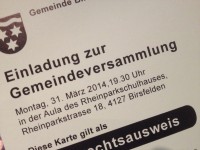 Gemeindeversammlung März: <br>Lesebericht zum Tätigkeitsbericht