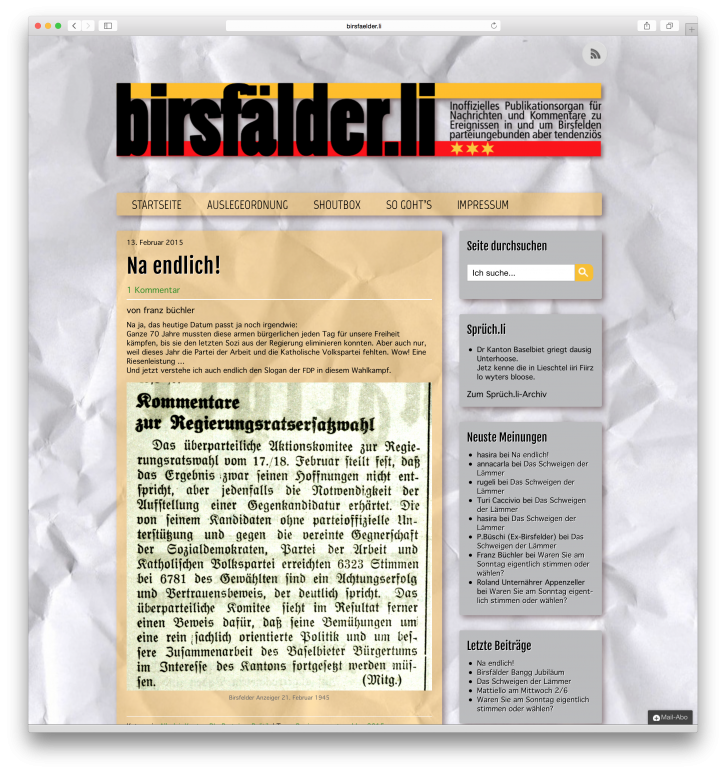 Will­kom­men zurück, Birs­fel­den!